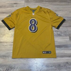 Nike NFL Lamar Jackson Gold Baltimore Ravens Inverted on field Jersey XL 18/20